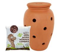 WORMacotta | Lombricomposteur 6,5L en Terre Cuite à enterrer | 250gr de vers de Compost | Transformez Votre jardinière en lombricomposteur | Compostez Vos déchets organiques