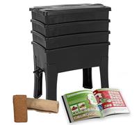 WormBox I Worm Café, Lombricomposteur 3 Plateaux I Kit Complet I Grande capacité 96 litres