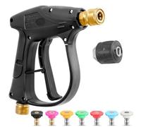 Worshow Nettoyeur haute pression court, 300 bar 4350 psi, lavage à jet avec 7 buses pour K1-K7, 1 connecteur de tuyau, entrée d'eau M22-10 mm à connexion 6,35 mm pour nettoyage et arrosage du sol de