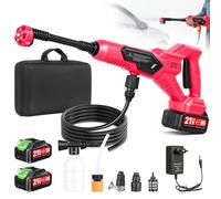 Worshow Nettoyeur haute pression sans fil 120 B/1700 PSI avec 2 batteries 3000 mAh, nettoyeur haute pression sans fil 6 en 1 avec tuyau de 5 m, nettoyeur à jet pour voiture, sol, jardin