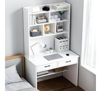 Wortat Bureau en bois peu encombrant avec HH & Boohelf, bureau à domicile avec étagère et étagère 78,7 cm, idéal pour étudier, écrire et petits