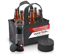 wortek Coffret cadeau homme - Sac homme en feutre 6 compartiments - Ouvre-bouteilles avec boîte de collecte - Dessous de verre - Lot de 8 verres - Cadeaux amusants pour hommes et amoureux de la