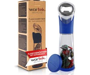 wortek Ouvre-bouteille avec collecteur bleu- Ouvre-boisson Ouvre-bouteille de bière Bouchon couronne Collectionneur Bar Cuisine Camping Accessoires - Cadeau pour hommes et amateurs de bière