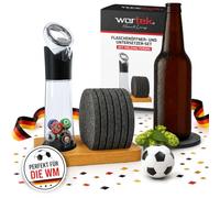 wortek Ouvre-bouteille avec récipient de récupération + Set de sous-verres en feutre avec support - Gadgets de cuisine - Set de sous-verres - Ouvre-bières - Ouvre-bouteilles de bière - Cadeau pour