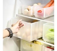 WORTHBUY - boîte de rangement pliante en plastique pour réfrigérateur, boîte de rangement extractible pour fruits et légumes, grande capacité, Organization de rangement de cuisine Beige M 2pcs