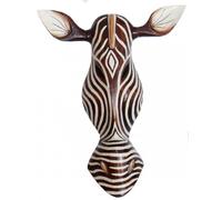 Woru Masque Mural Zèbre en Bois - Sculpté et Peint à la Main à Bali - Décoration Murale 20 cm, 30 cm ou 50 cm - Style Africain (50 cm)