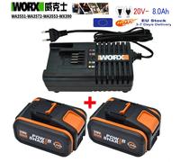Worx 20V 8.0Ah batterie au Lithium Rechargeable WA3553 WA3551 WA3553.1 WA3570 pour tous les outils électriques et de jardin WORX 20V 8.0Ah X 2