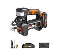 WORX 20V Compresseur à Air Portatif sans fil WX092, PowerShare, Gonfleur Pneus Voiture avec Projecteur LED Puissante & SOS, Max.150 PSI, Pompe a Vélo/Voiture