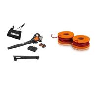 WORX - Aspirateur/Souffleur Brushless sans Fil 40V - 4Ah - WG583E (335km/h, 575 m³/h, 35 litres & Lot de 2 Bobines de Fil - Coupe de 3m - Compatible avec Les Débroussailleuses