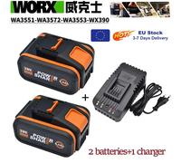 Worx batterie au Lithium originale 20V 8.0Ah Rechargeable WA3553 WA3551 WA3553.1 WA3570 pour tous les outils électriques et de jardin WORX 20V 8.0Ah X 2
