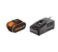 WORX - Batterie Lithium-ION 20V - 4Ah - WA3553 & Chargeur 20 V Li-ION 2.0 A - WA3880 - pour Outils WORX sans Fil POWERSHARE - Garantie 2 Ans