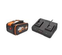 WORX - Batterie Powershare Pro au Lithium-ION 20V - 4Ah - WA3644 & Chargeur Double 20 V Li-ION 2.0 A à 5Ah- WA3772