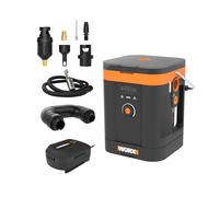 WORX Compresseur multifonction sans fil 20V WX098, pression max de 10,3 bar, affichage numérique, rangements intégrés, portable, livré avec batterie, chargeur et set d'accessoires de gonflage