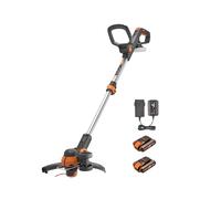 WORX Coupe-Bordures 2 en 1 sans Fil 20V WG163E, se transforme en Dresse-Bordures, diamètre de 30cm, poignée Amovible, Capot de Protection, Tête Amovible, Livré avec Deux Batteries 2Ah et Chargeur