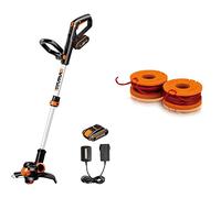 WORX - Débroussailleuse sans fil - 20V - Ø30cm & Lot de 2 bobines de fil de coupe de 3 m - WA0004.1 - Ø1,25 mm (Compatible avec tous/tes les débroussailleuses - fil de coupe longue durée)