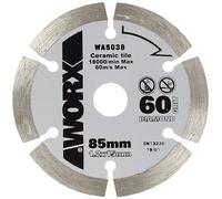 WORX Disque de Coupe Diamenté WA5038, Pour couper les carreaux en céramique, 85 mm, Compatible avec les Modèles Worx : WX422, WX423, WX426, WX523 et WX527