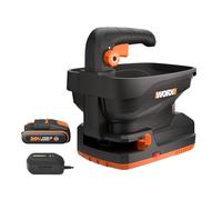 WORX Épandeur sans fil universel 20V WG869E, largeur d’épandage 5 m, réservoir 3,3 L, jusqu’à 550 m² par remplissage, débit réglable, pour engrais et sel de déneigement, avec batterie 2Ah et chargeur