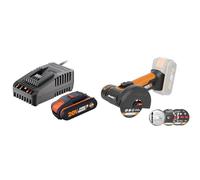WORX - Kit de démarrage pack Batterie et chargeur rapide 20V - PowerShare - WA3601 & Mini meuleuse d'angle sans fil 20VChopper - WX801.9 - ⌀ 76 mm