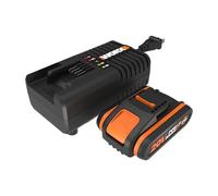 Worx WA3601 Chargeur 20 V et kit de batterie avec 1x batterie 2,0 Ah + chargeur WA3880