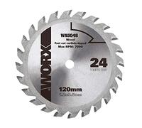 WORX Lame carbure WA5046 Ø120 mm 24 dents | Lame carbure pour une coupe nette du bois, compatible avec les scies circulaires WORX