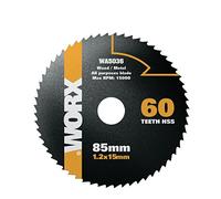 WORX Lame de scie circulaire HSS WA5036 Ø85 mm 60 dents | Coupe fine et précise du bois, PVC, plastique et métaux fins, finition nette et durable