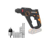 WORX Marteau perforateur sans fil 20V WX391.9 | 3 fonctions, énergie de frappe 1,2 J, livré avec 10 forets et compatible PowerShare