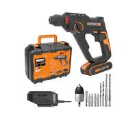 WORX Marteau perforateur sans fil 20V WX391 | Énergie de frappe 1,2 J, 3 fonctions, batterie 2 Ah, chargeur et 10 forets inclus