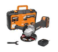 WORX Meuleuse d'angle sans fil 20V WX807 Ø125 mm | Disque 125 mm, 6 vitesses réglables, design compact et batterie avec chargeur inclus