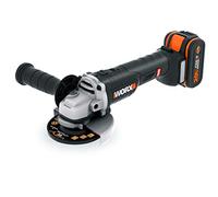 WORX - Meuleuse d'angle sans fil Brushless - 20V - WX813- ⌀ 115 mm (Livrée avec une batterie et un chargeur, 8 500 tr/min, poignée auxiliaire, disque, carter, coffret de rangement)