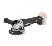 WORX - Meuleuse d'angle sans fil Brushless - 20V - WX813.9 - ⌀ 115 mm (Livrée sans batterie ni chargeur, 8 500 tr/min, poignée auxiliaire, disque, carter, coffret de rangement)