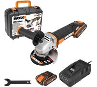 Worx Meuleuse d'angle sans fil WX800 avec 2 batteries 20V/2,0 Ah, chargeur et coffret