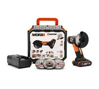 WORX - Mini meuleuse d'angle sans fil 20VChopper - WX801 - ⌀ 76 mm (Livrée avec batterie et chargeur rapide 1h, 19 500 tr/min, carter, 3 disques) Noir