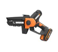 WORX Mini Tronçonneuse sans fil 20V WG326E | Guide 12 cm, idéale pour l'élagage, compacte, ergonomique, batterie 2 Ah et chargeur inclus