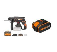 WORX NITRO - Perforateur Brushless sans fil 20V - 4Ah - WX381 & Batterie Lithium-Ion 20V - 4Ah - WA3553 (compatible outils sans fil Worx PowerShare, Garantie 2 ans)