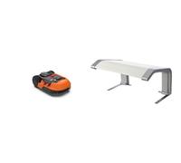 WORX - Pack LANDROID - 700m² - Tondeuse Robot connectée sans Fil LANDROID - WR167E + Extra [Garage Blanc - protège de la Pluie et du Soleil]