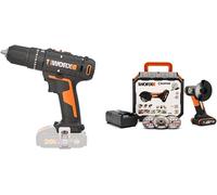 WORX - PACK PETITS PRIX BRICO - Perceuse visseuse à percussion 50Nm + mini Meuleuse d'angle sans fil 20V ⌀76 mm - WX370.9 et WX801 (Livrée avec une Batterie et Chargeur)