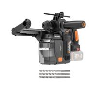 WORX Perforateur burineur brushless sans fil 20V WX388.91 | 2,6J, Brushless, Jusqu'à 26mm dans le Béton, Compact, Livré avec 3 forets et Système aspiration, Sans batterie ni chargeur