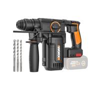 WORX Perforateur sans fil 20V WX388.9, énergie de frappe de 2,6J, moteur brushless, perçage, perforation, burinage, jusqu'à 26mm dans le béton, compact, livré avec 3 forets, sans batterie ni chargeur