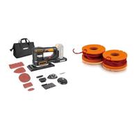 WORX - Ponceuse Multi Sans Fil - WX820.9-20V - 4000-10000/min (Livrée Sans Batterie Ni Chargeur & Lot de 2 Bobines de Fil - Coupe de 3m - Compatible avec les Débroussailleuses