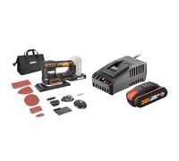 WORX - Ponceuse Multi Sans Fil - WX820.9-20V - 4000-10000/min Noir & Kit de démarrage pack Batterie et chargeur rapide 20V - PowerShare - WA3601