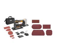 WORX - Ponceuse Multi Sans Fil - WX820.9-20V - 4000-10000/min Noir & Lot de 75 feuilles de ponçage mixtes pour ponceuse multifonction WX820 - WA2028