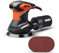 WORX Ponceuse orbitale 300W WX652.1 Ø125 mm | Moteur 300 W, plateau Ø125 mm, microfiltre anti-poussière et 6 abrasifs inclus