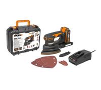 WORX Ponceuse Triangulaire sans Fil 20V WX822, Idéale pour Poncer les Meubles en Bois, Portes, Coins, etc, Système Anti Vibration, Livrée Avec 1 Batterie 2Ah, Chargeur Rapide et Accessoires