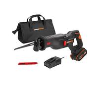 WORX Scie Sabre sans Fil 20V WX516, Course de 29mm, Jusqu'à 300mm, Moteur Brushless, Multimatériaux, Vitesse Variable, Légère et Ergonomique, Avec 1 Batterie 4Ah et Chargeur
