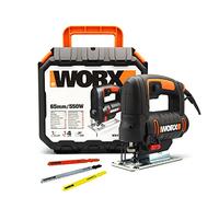WORX Scie Sauteuse 550W WX477.1, Course de 20mm, Jusqu'à 65mm, Pour Découper le Bois, Métal, PVC, Aluminium, Système Pendulaire, Vitesse Variable, Légère et Compacte, Livrée Avec 3 Lames
