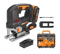 WORX Scie sauteuse sans fil 18V (20V Max) WX542 Brushless, PowerShare | Scie sauteuse électrique, 3500 tr/min, maximum dans le bois jusqu’à 120mm et acier 10mm, batterie et chargeur inclus.