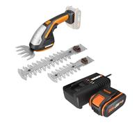 WORX Set Sculpte-Haies et Taille-Herbes sans Fil 20V WG801E.9 + kit Batterie 4Ah, Chargeur Rapide, sculpteur de végétaux, Lame 200 mm, Outil 3 en 1, livré avec Set de 3 Lames et malette de Transport