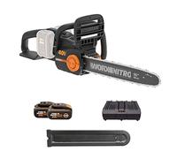 WORX Tronçonneuse sans Fil 40V WG385E, Guide de 40 cm, Moteur Brushless, Vitesse 18m/s, Tension et Lubrification Automatique, Frein de Chaîne, Livrée Avec 2 Batteries 4Ah et Chargeur
