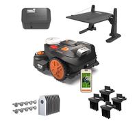 WORX Vision Cloud 2WD WR306E Robot tondeuse 600 m² sans fil périphérique + Garage + Antivol + Brosses de roue + Lames longue durée (évitement d'obstacles IA, navigation VSLAM + RTK Cloud, Cut-to-Zero)
