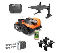 WORX Vision Cloud 2WD WR312E Robot tondeuse 1200 m² sans fil périphérique + Garage + Antivol + Brosse de roue + Lames longue durée (évitement d'obstacles IA, navigation VSLAM + RTK Cloud, Cut-to-Zero)